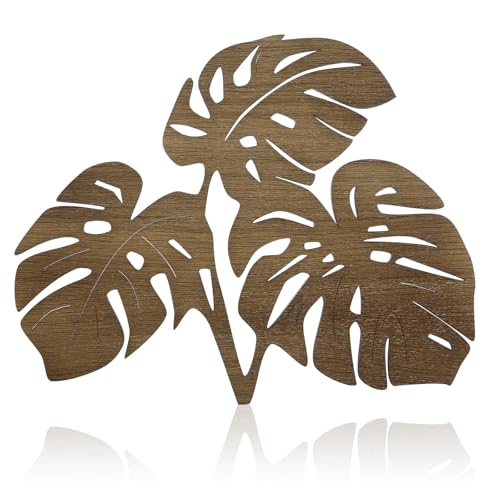 Novabright Tropical Wall Decor Monstera Leaf Wooden Natural Leaves Plant Wall Decor Vintage Tropical Plant Plaque for Home Bathroom Office