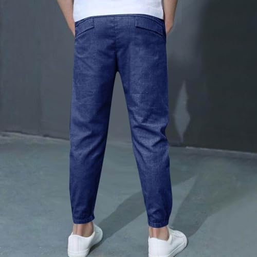 Boys Linen Pants Joggers Drawstring Trousers Lightweight Athletic Chino Pants Pull-on Casual Pant School Uniform4