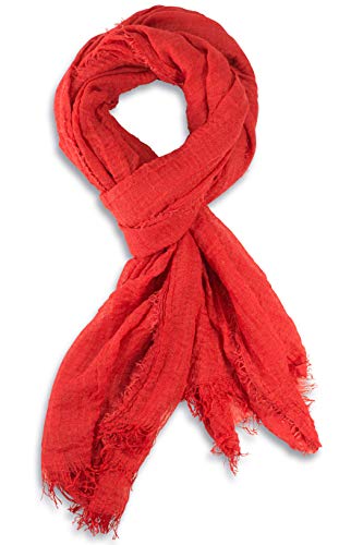 fashionchimp ® Bufanda Basic para mujer en colores de moda y dobladillo suave con flecos, rojo, Talla única Cover