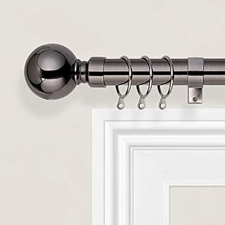 Imperial Rooms Plain Metal Ball Curtain Poles Metal Extendable - Includes Curtain Rod, 60mm Size Finials, Rings, Brackets & Fittings Set (Brushed Silver, Hold Back Pair)
