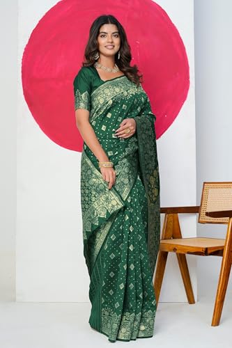 Image of MIRCHI FASHION Women Saree | Banarasi Silk Woven Design Daily Regular Use Sari with Blouse