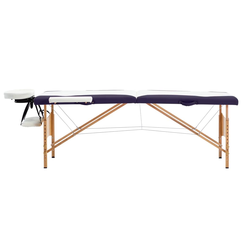 Massageliege Klappbar 2-Zonen mit Holzgestell Weiß und Lila,Gesundheit & Schönheit,Körperpflege,Massage & Entspannung,Massagetische,Weiß,16.15 kg-110209