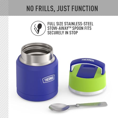 Image of THERMOS ICON Stainless Steel Food Jar with Spoon, 12 Ounce, Blue