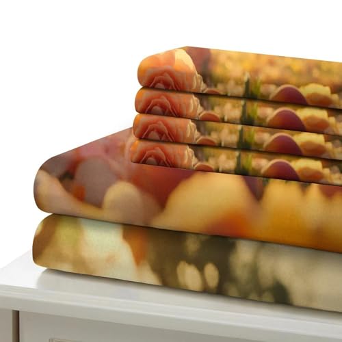 Parure de lit luxe imprimé pêches mûres 3D microfibre résistante lit double - 7