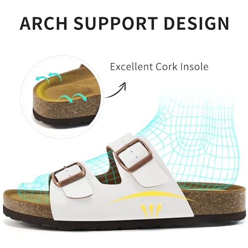 Aomigoct Sandals Womens Dressy Flat: Comfortable Cork Footbed Sandals Women - Beach Summer Walking Slides for Women3