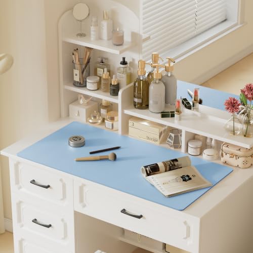 Image of Aothia Faux Leather Desk Mat for Keyboard & Mouse (Sky Blue, 48 inch x 17 inch) | Creates One Clean Surface For Your Keyboard, Mouse And Laptop, Helping Keep Your Workspace Organized Every Day