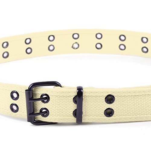Boxed-Gifts Color Military And Casual Canvas Belt, Double Grommet Unisex Belt For Men And Women - Khaki #TOP2