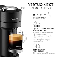 Krups XN910B Nespresso Vertuo Next Premium Kaffeemaschine | 1,1 L Wassertank | Kapselerkennung durch Barcode | 6 Tassengrößen | Power-Off Funktion | 54% aus recyceltem Kunststoff | Klassisches Schwarz – Ansicht 2