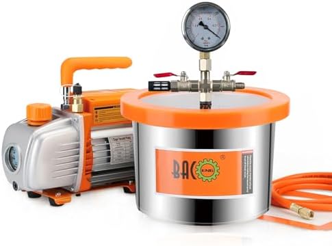 BACOENG 1 1/2 Gallon Vacuum Chamber Kit with 3.6 CFM 1 Stage Vacuum Pump HVAC