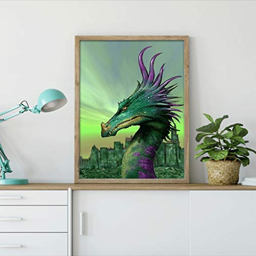Diy 5D Diamond Painting By Number Kit,Dragon For Wall,5D Diamond Art Rhinestone Embroidery Cross Stitch Kits Supply Arts Craft Canvas Wall Decor Stickers 12X16 Inches #TOP2