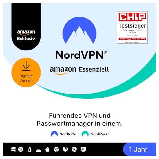 NordVPN Amazon Essenziell, 10 Geräte, 1 Jahr, VPN & Passwort-Manager, Digital-Code