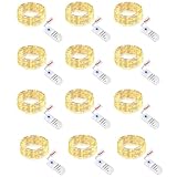 btfarm 12 Stück Lichterkette Batterie mit Timer 3 Modi, 2M 20 LED Silberdraht Mini Lichterketten Klein, Batteriebetrieben Lichterkette Draht für Innen Weihnachten Hochzeit Party Deko (Warmweiß)