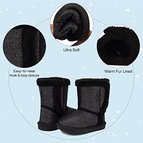 CIOR Toddler Snow Boots for Girls Boys Winter Warm Kids Button Boots Outdoor Shoes4