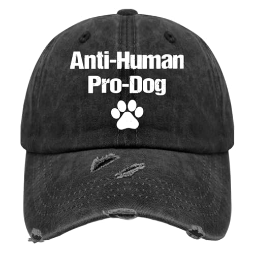 Antis Human Pros Dog Pet Dog Lovers Hat for Men Washed Distressed Baseball Cap Classic Washed Hiking Hats Breathable