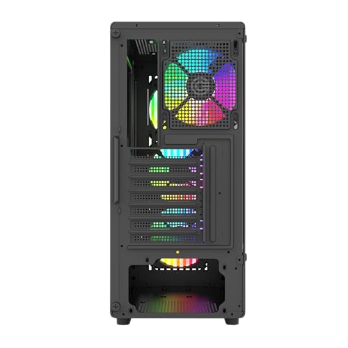 Image of Circle Amazer X1 Mid- Tower Computer Case | Gaming Cabinet - Black| Support ATX, M-ATX, ITX | Pre- Installed 3 x 120mm Front and 1 x 120mm Rear ARGB Mirror Fans