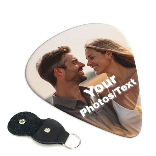 Personalisiertes Plektrum Foto Gitarren-Plektren Individuell und schnell gestalten mit Ihrem Foto Logo Text für Musiker Gitarrenspieler Bass E-Gitarre Akustikgitarre Ukulele (6 Stück/0.46mm)