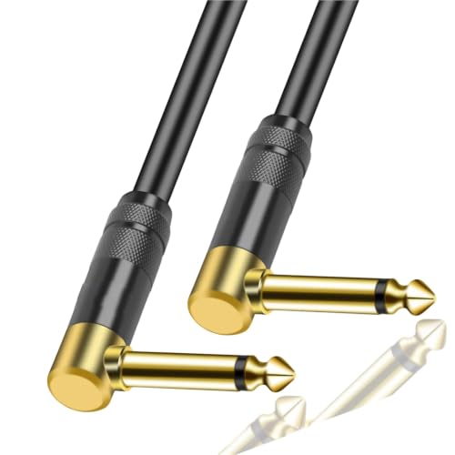 Cable para guitarra de 12m TRS que elimina ruidos con conector en ángulo de 1/4