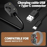 Ermorgen kabel USB-A + 1 m kompatybilny z Huawei Watchfit 3/Fit 2/ładowarka, odporna na zużycie, czarna