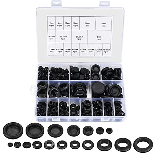 250 Pièces Passe Fils en Caoutchouc(128 Joints en Caoutchou Bouchon, 122 Oeillets en Caoutchouc), Passe Cable Caoutchouc pour Fil Fiche Câble Auto Voiture Camion