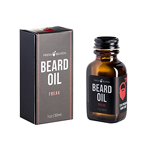 Fresh Beards Freak Beard Oil - Lemon, Orange, And Bergamot Fragrance - Scented Mens Beard And Mustache Oil - Soothing Anti-Itch Moisturizer & Softener For Dandruff Prevention And Healthy Beard Growth #TOP3