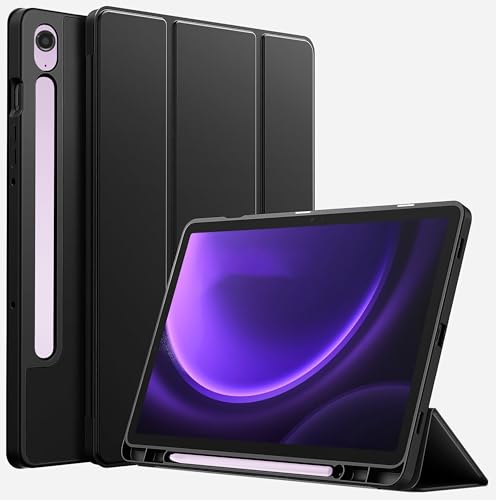 Image of TGK Smart Flexible with Pencil Holder Trifold Back Flip Stand Case Cover for Samsung Galaxy Tab S9 FE 10.9 Inch /Tab S10 FE 10.9 inch Black