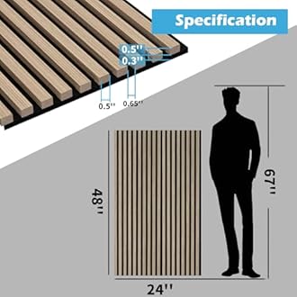 Art3d 2-Pack 48" x 24" Acoustic Wood Panels for Wall, Soundproof Wood Slat Panel for Wall and Ceiling, 3D Fluted Sound Absorbing Paneling for Interior Wall Decor, Living Room, Bedroom - Peach