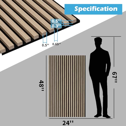 Art3d 2-Pack 48" x 24" Acoustic Wood Panels for Wall, Soundproof Wood Slat Panel for Wall and Ceiling, 3D Fluted Sound Absorbing Paneling for Interior Wall Decor, Living Room, Bedroom - Peach