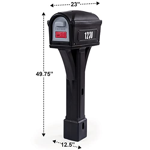 Simplay3 Classic Plastic Residential Mailbox & Post Mount Combo Kit With 2 Access Doors - Black #TOP4