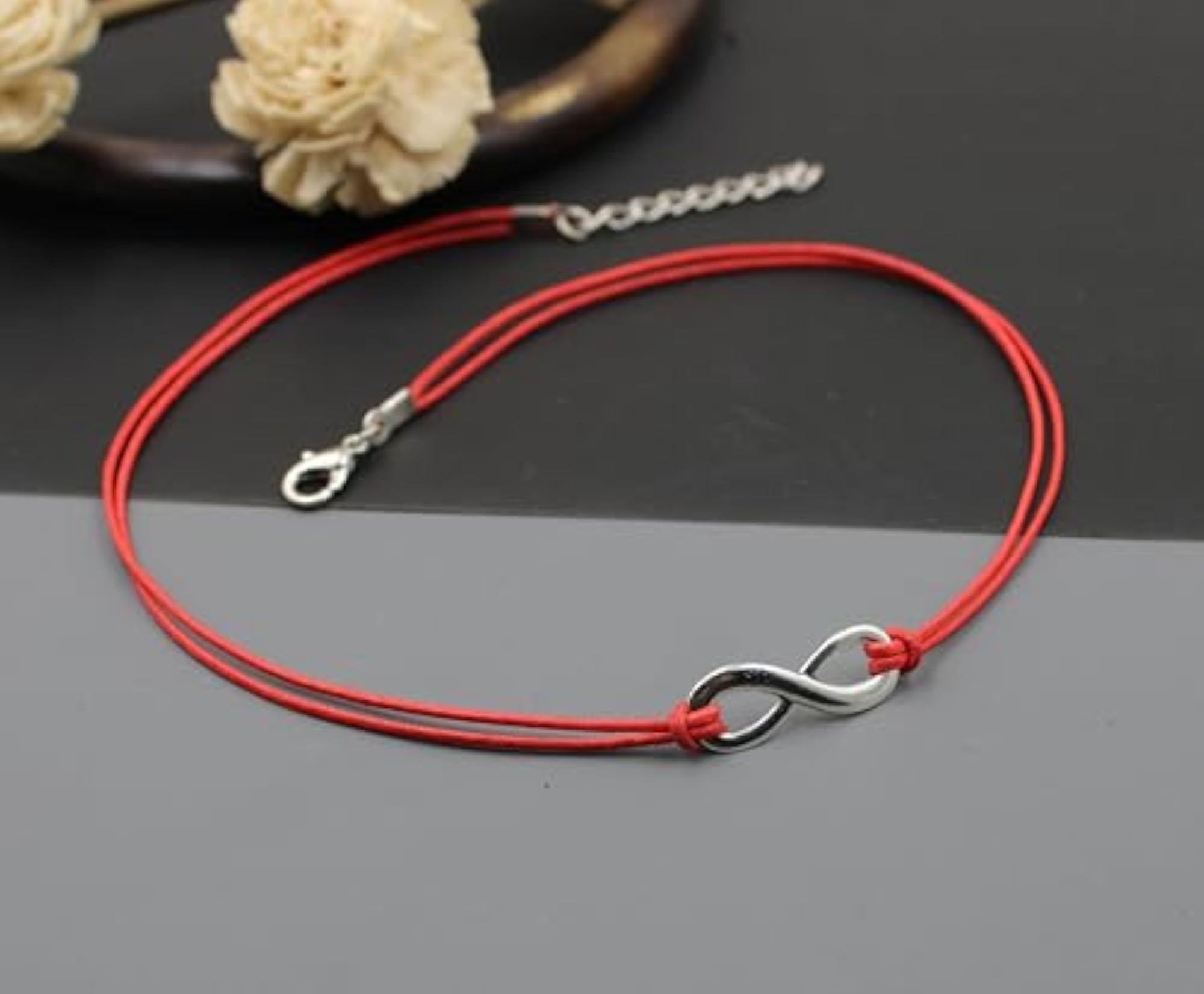 Minimalist Western Cotton Thread Infinity Pendant Choker Necklace