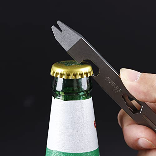 Hamans Titanium Pry Bar Edc Multi Tool With Bottle Opener Wrench Screwdriver Clip Function #TOP5