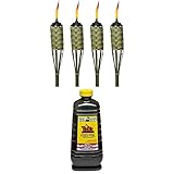 TIKI Brand 57-inch Luau Bamboo Torch - 4 pack & 64 oz. Citronella Scented Torch Fuel with Easy Pour System
