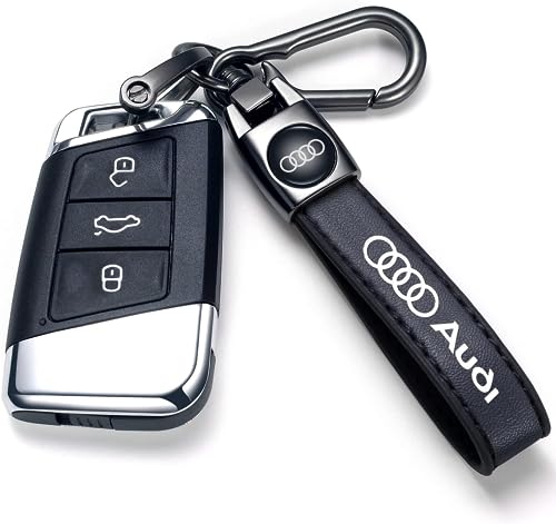 Image of Leather Car Keychain for Audi A3 RS3 A4 A5 A6 A7 RS7 A8 Q3 Q5 Q7 R8 Key Chain for Men and Women Family Present Key Ring Accessories(Black)