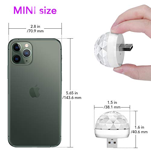 Lmaytech USB Mini Disco Ball Party Lights, Sound Activated DJ Stage Strobe Lights, Portable Led Car Atmosphere Light for Xmas Stocking Stuffers, Parties, Karaoke, Bar (4 Packs)