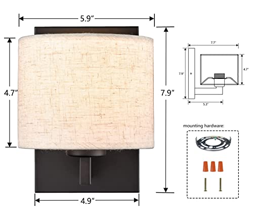 Samteen Black Wall Sconces Set Of Two Modern 1-Light Fabric Shade Sconces Wall Lighting Black Wall Lamp With Drum Shade For Bedroom Bedside Living Room (Beige Shade) #TOP5
