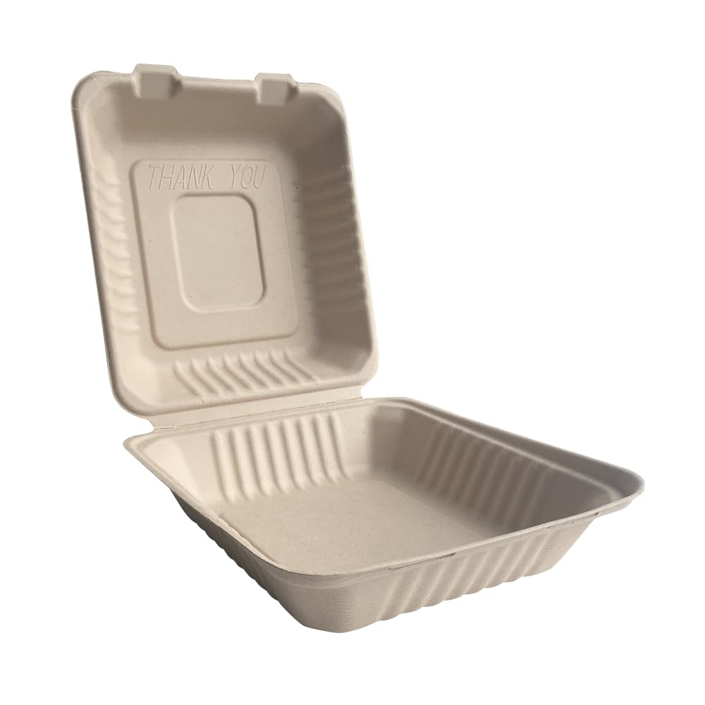 Better Earth 100% COMPOSTABLE 8X8 ECO BAMBOO HINGED CLAMSHELL