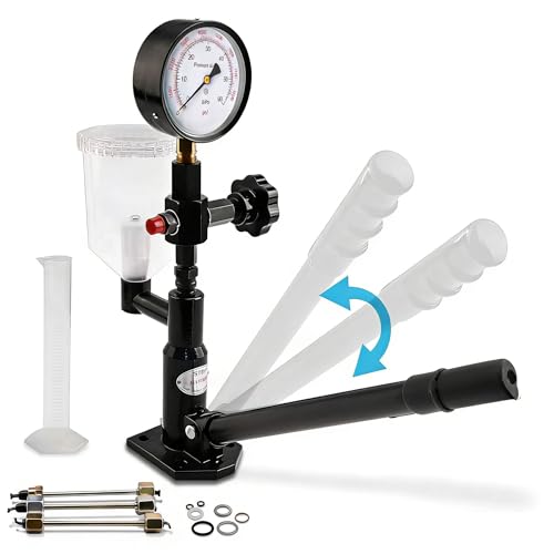 Diesel Fuel Injector Tester New 600Bar 8000PSI Diesel Injector Nozzle Tester Kit with Dual Scale Gauge to Adjust Injector Nozzle Pressure and Testing Diesel Injector Nozzle Pop Pressure Tester