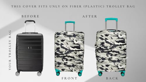 Image of Army Printed Luggage Cover for Traveling Bag & Suitcase - Stretchable & Scratchproof Trolley Protector with Velcro Lock & Lightweight Washable Material(Suitcase Not Included, Only Cover in Product)
