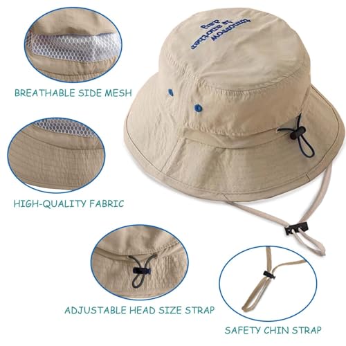 UPF50+ Baby Sun Hat | Unisex Toddler Bucket Hat w/Adj. Chin Strap | Mesh/Fold/Light | Quick-Dry Beach/Travel (3M-5T)3