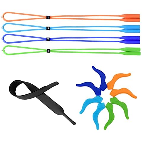 EQLEF Brillenband Kinder, Bunte Brillen Strap Anti-Rutsch-Silikon mit 4 Ear Grip Soft Eyewear Retainer Haken und Kids Sport Sungalsses Strap (Packung 9) Cover