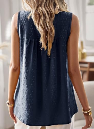 Image of Falechay Womens Summer Tops Boho Shirts Crewneck Sleeveless Tank Tops Flowy Lace Hem Casual Blouses Clothing Trendy 2026