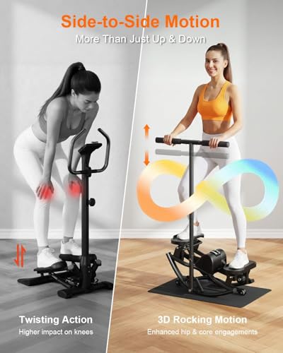 Image of Rocking Steppers for Exercise at Home, Rocker Stepper Side to Side with Resistance Bands & Handlebar for Full Body Workout, Low-Impact Lateral Stepper Exercise Machine with Digital Monitor