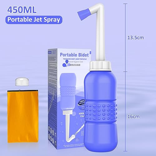 Image of HANNEA Portable Bidet Spray Bottle 450ml EVA 26 x 7 x 7cm Blue Travel