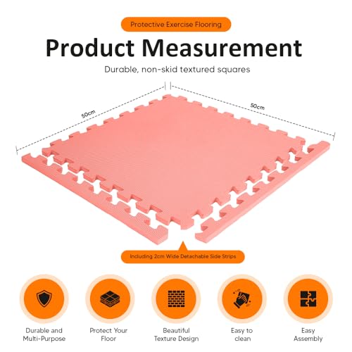 Gym Flooring Mat, EVA Foam Exercise Mats, Interlocking Non-Slip Sport Mats, Home Workout, Kids Playmat, Pet Mats and Protective Swimming Pool, Hot Tub Outdoor Underlay Matting 50cm x 9