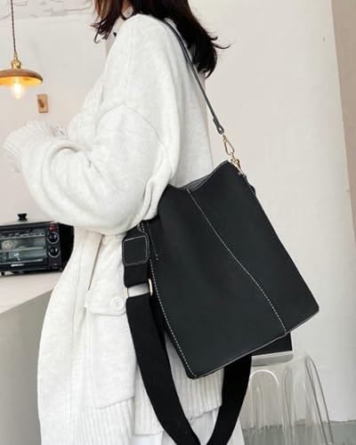 PU Leather Bucket Bag Women 2025 Fall Fashion Matte Finish Tote Shoulder Crossbody Handbag Work Casual Daily Everyday Wear3