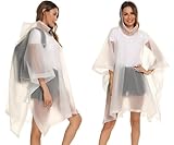 HOOMBOOM Unisex Rain Ponchos 2 Packs for Adults Waterproof Emergency Rain Coat White