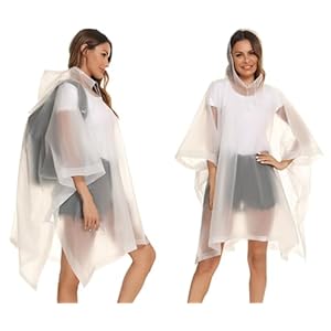Reusable Rain Ponchos with Drawstring Hood for Adults, Waterproof Thicken Rain Coat, 2 Packs
