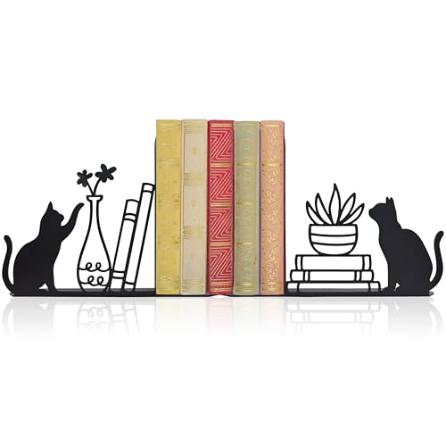 Cat Bookends Cute Decorative Shelf Decor, Book Supports for Cat Lovers