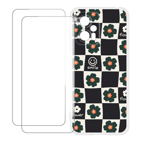 UOGNADGD Xiaomi Redmi Note 12T Pro 5G �Ƃ̌݊������� �J�X�^���J���t���P�[�X�{�����K���X�ی�t�B����2���t�� ? �Ռ��z�������h�~ (�Ԃ̊i�q��)