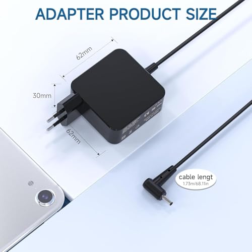 Image of WeFly 45W Laptop Charger for ASUS VivoBook 14 15 E410M E203M E210M E510 E510MA X540S X540L X541U X553M X556U X556UA, for Zenbook UX303U UX305F UX305C UX430U Charging Adapter 19V 2.37A