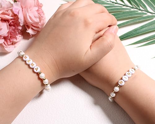QqzsJewls Mommy and Me Bracelets Set for Mother Daughter White Pearl Matching Mom and Daughter Bracelets Gifts Mama and Mini Comfort Anxiety Relief Jewelry Christmas Mothers Day Gifts by QqzsJewls - Used condition - Image 3